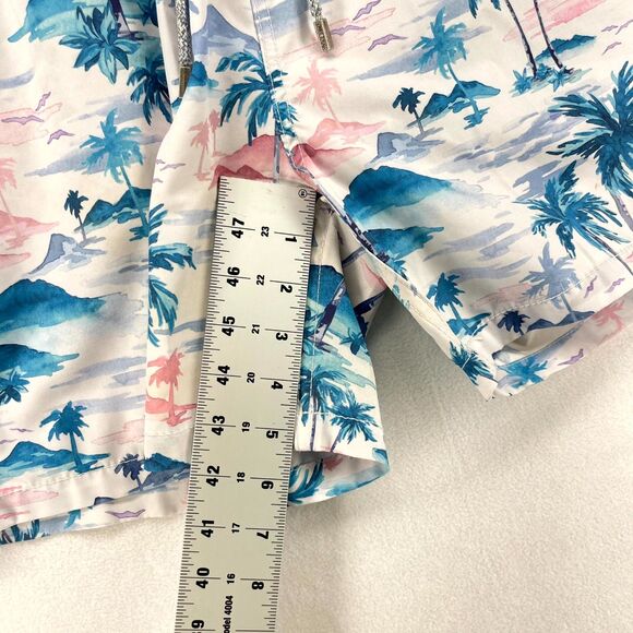 Vintage Summer Lined Swim Trunks Tropical Pattern Mens Size L - Picture 10 of 11